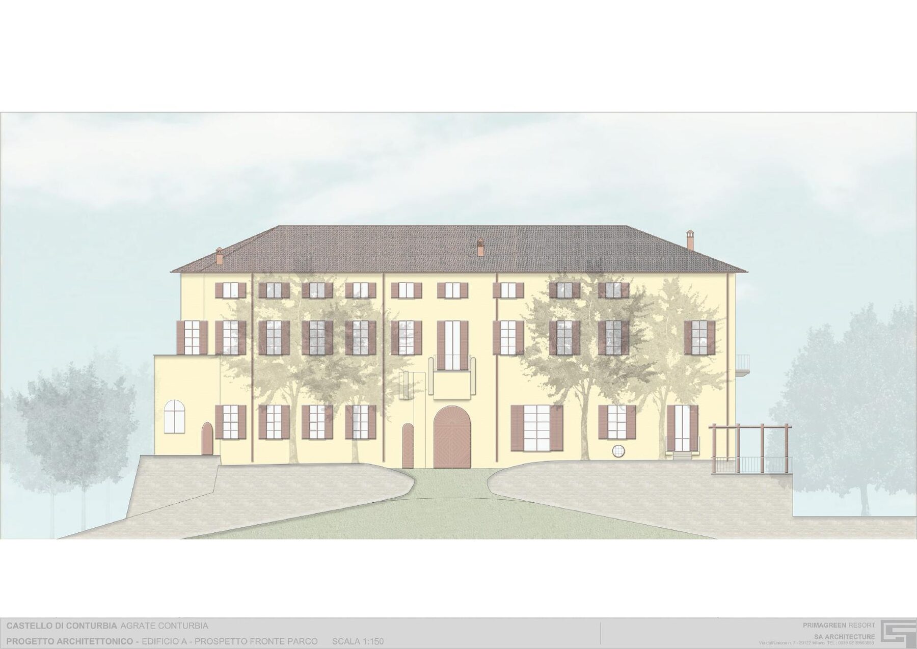 Elevation towards the park